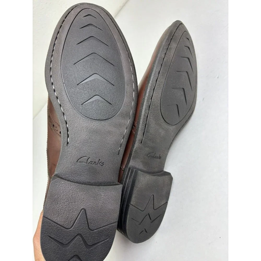 NEW CLARKS Chart Limit Brouge Lace Up Brown Leather Shoes Men's 12 Career Oxford